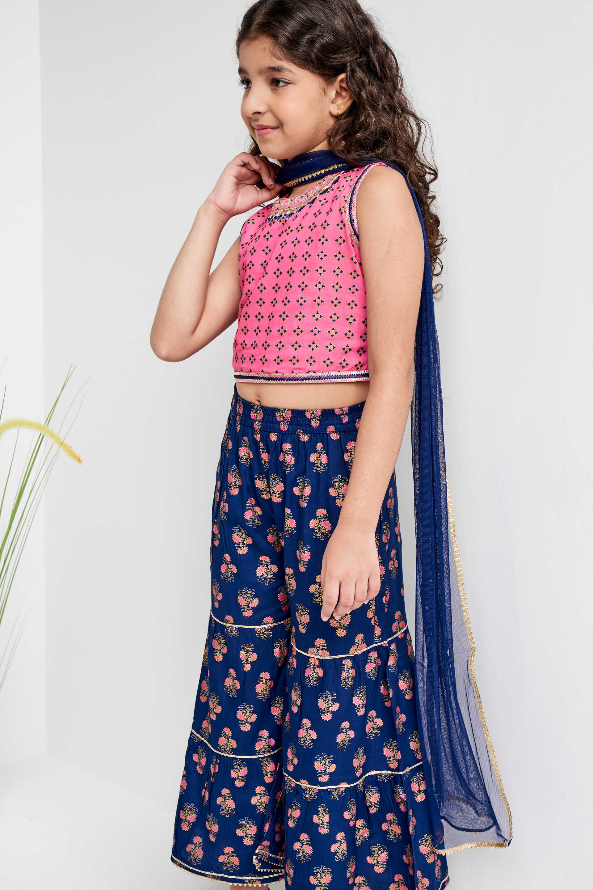 Indigo Khadi Print Flared Suit, Indigo, image 4